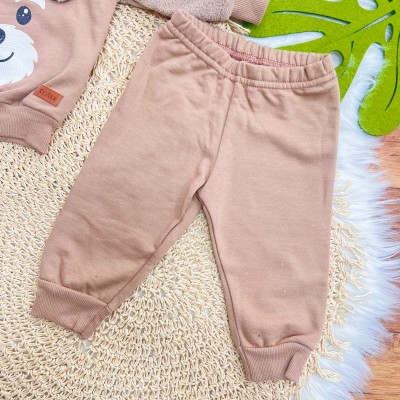  Conj. Casaco Cachorrinho e Calça de Moletom - Marrom